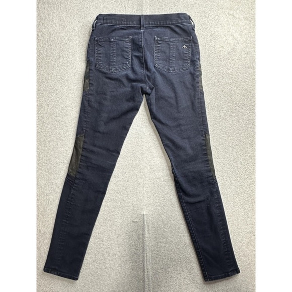 Rag & Bone Jeans Womens 27 Midnight Blue Skinny Moto Panel Stretch USA‎ 7356